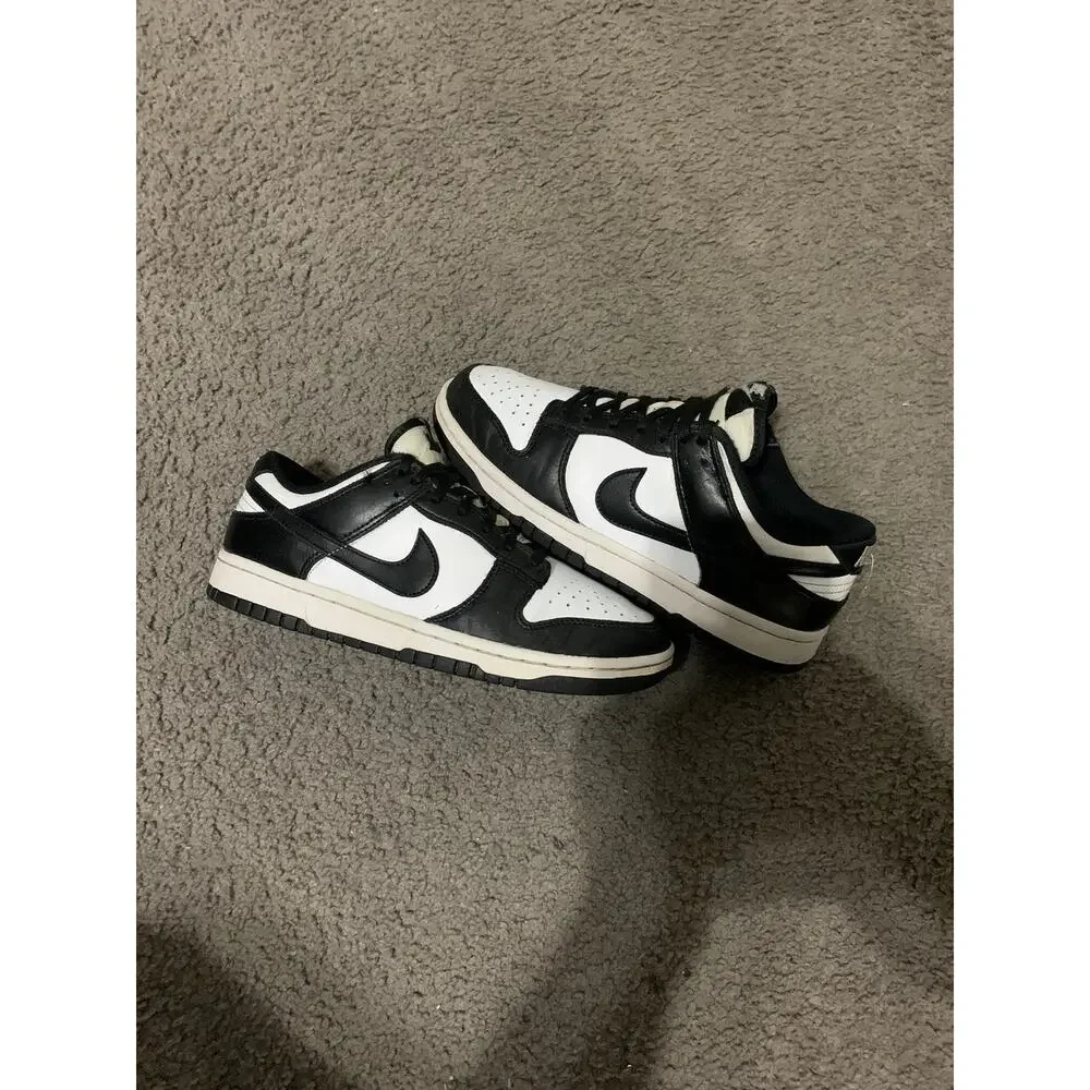 Size 6y- Nike Dunk Low Shoes Youth Black White Leather Panda Sneakers CW1590-100